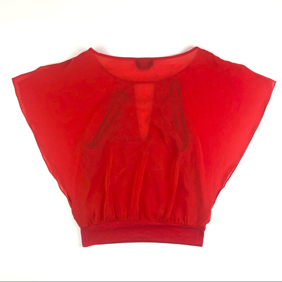 Bebe Red Embellished Kimono Top - Picture 6 of 11